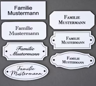 Klingel-/ Briefkastenschild weiß/Schwarz